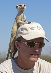 James Weis with a meerkat friend in Botswana.